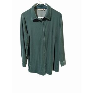 Soft Surroundings Size Medium Velvet Boyfriend Tunic Shirt in Atlantic Teal